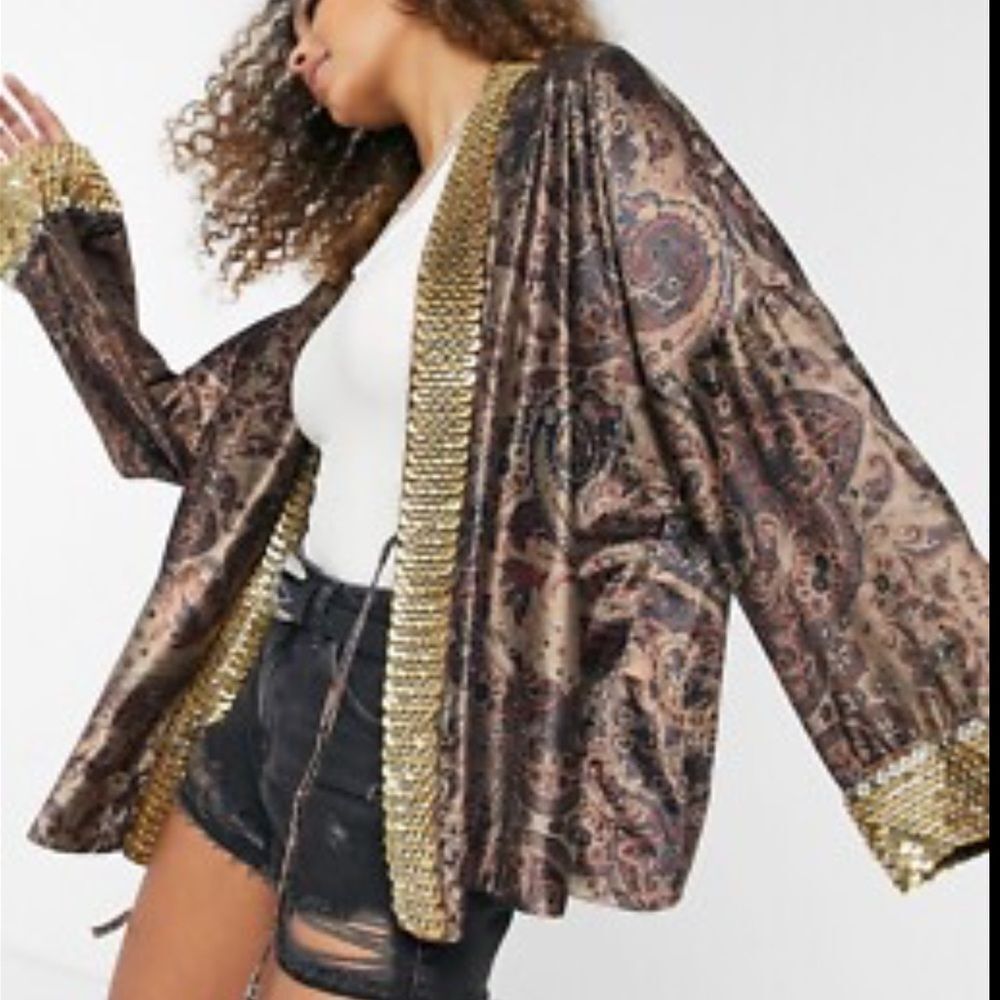 Free People Layla Embellished Kimono Jacket